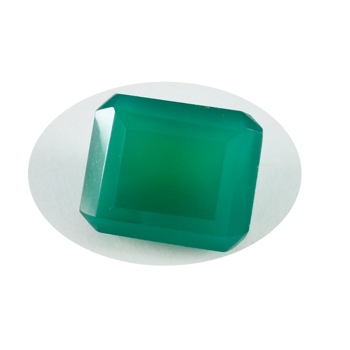 Riyogems 1 Stück echter grüner Onyx, facettiert, 10 x 14 mm, achteckige Form, gute Qualität, loser Edelstein
