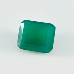 Riyogems 1 pièce véritable onyx vert à facettes 10x14mm forme octogonale bonne qualité gemme en vrac