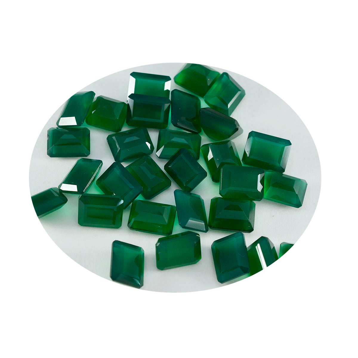 riyogems 1pc ナチュラル グリーン オニキス ファセット 3x5 mm 八角形の素晴らしい品質のルース宝石