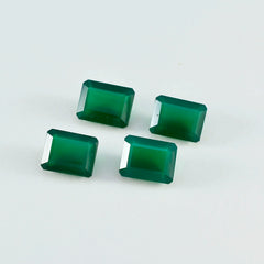Riyogems 1PC echte groene onyx gefacetteerde 5x7 mm achthoekige vorm A kwaliteit losse steen