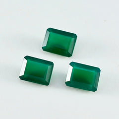 riyogems 1pc natural green onyx faceted 6x8 mm octagon shape aa quality loose gemstone