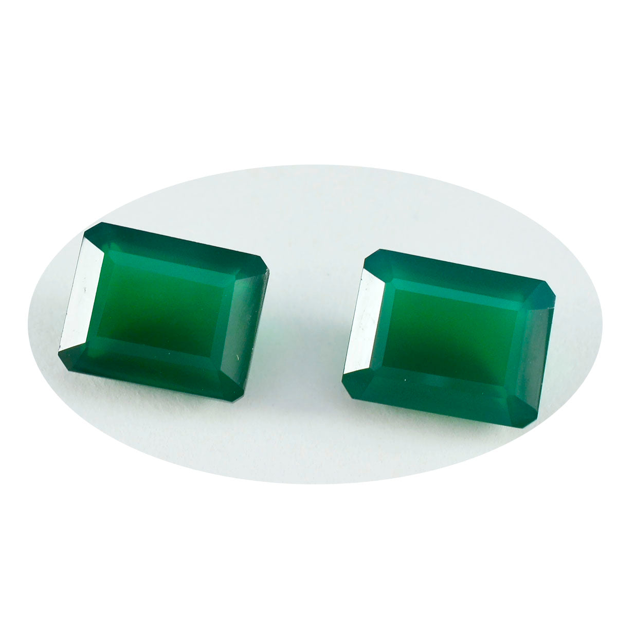 Riyogems 1 pièce d'onyx vert véritable à facettes 7x9mm forme octogonale gemme de qualité aaa