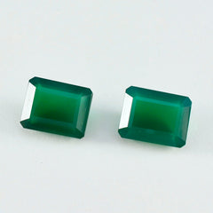 Riyogems 1 pièce d'onyx vert véritable à facettes 7x9mm forme octogonale gemme de qualité aaa