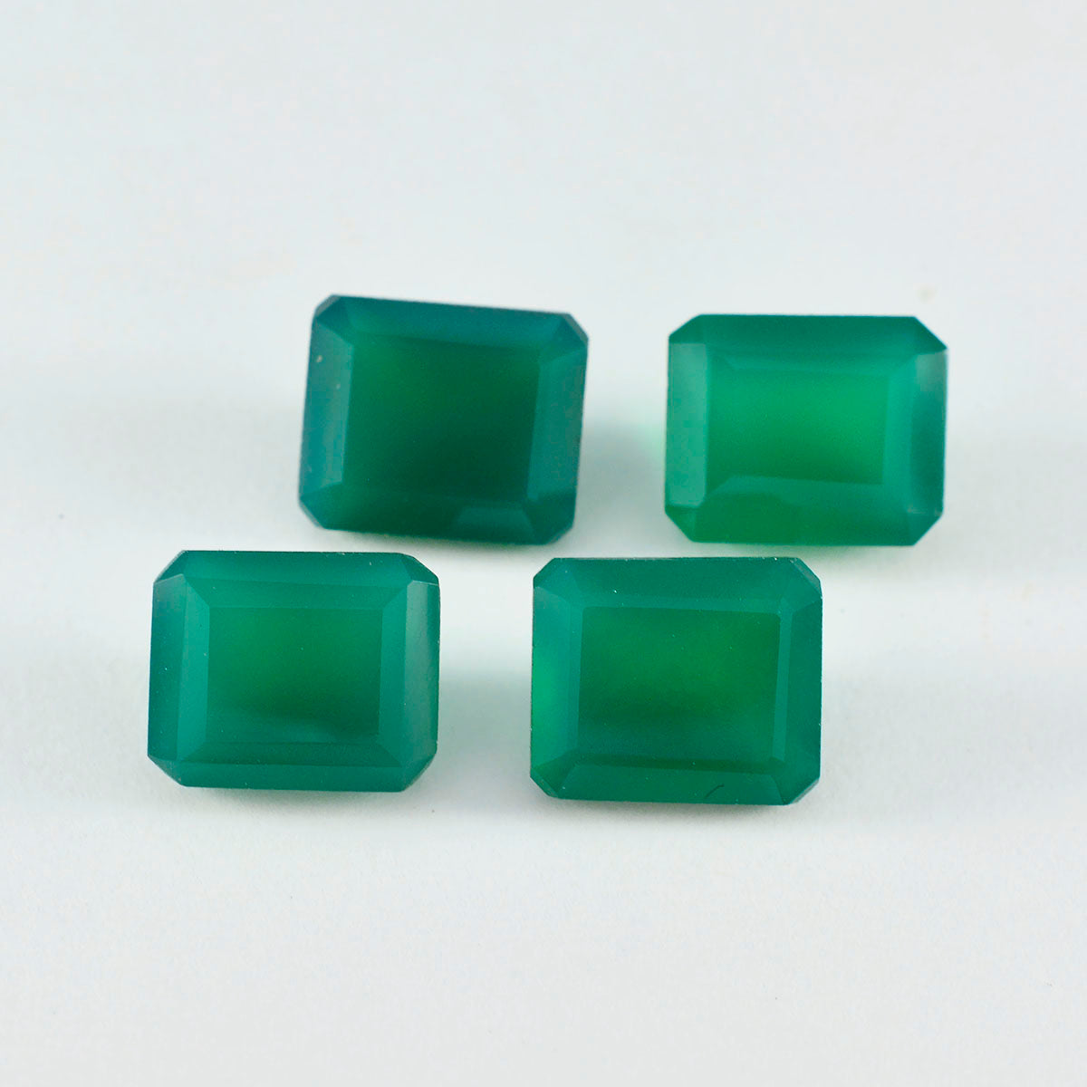 Riyogems 1 pièce véritable onyx vert à facettes 8x10mm forme octogonale a + pierres précieuses de qualité
