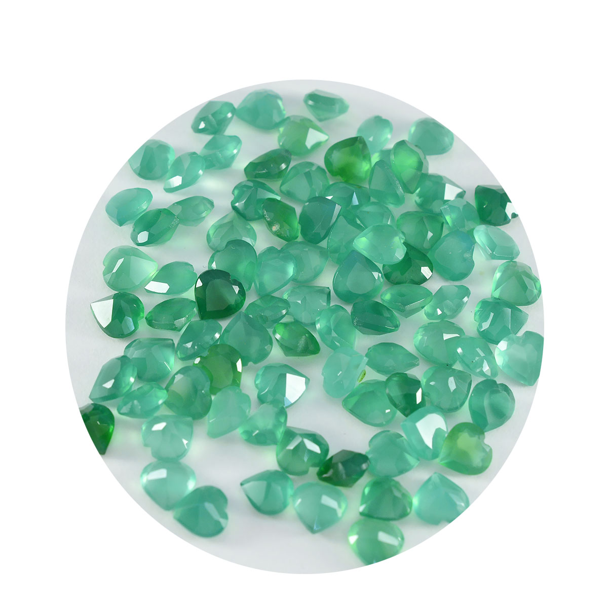 Riyogems 1PC Real Green Onyx Faceted 4x4 mm Heart Shape beautiful Quality Loose Stone