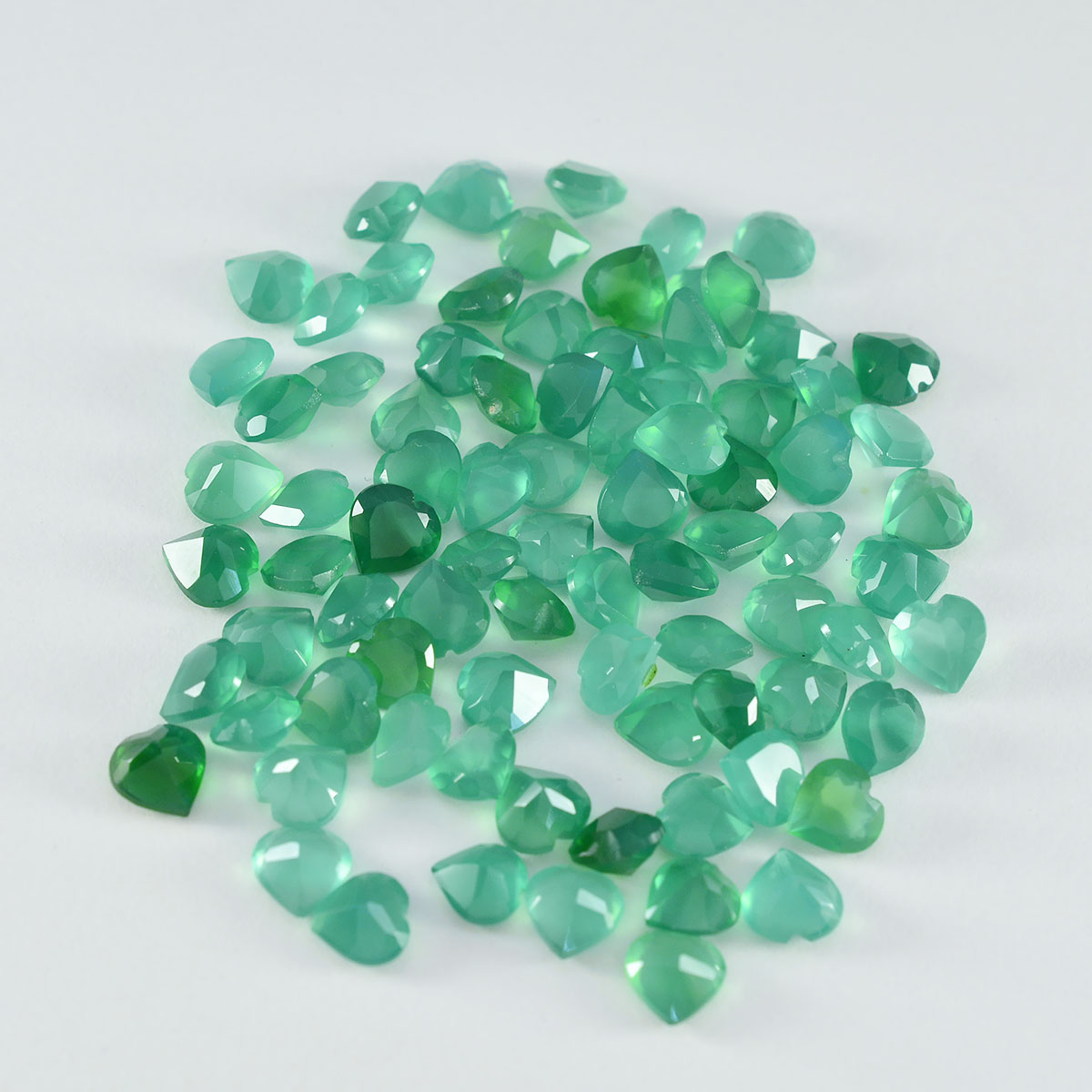 Riyogems 1PC Real Green Onyx Faceted 4x4 mm Heart Shape beautiful Quality Loose Stone