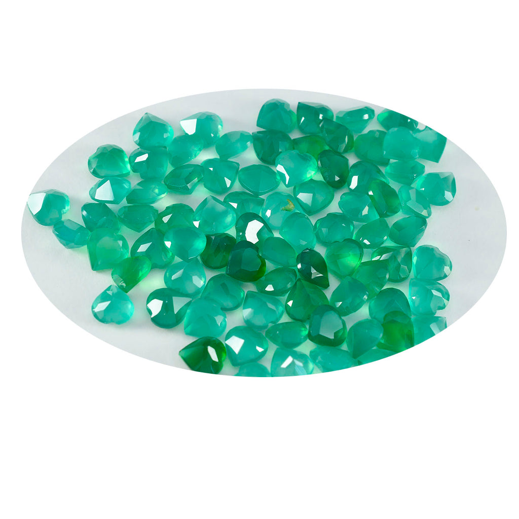 Riyogems 1PC Genuine Green Onyx Faceted 5x5 mm Heart Shape attractive Quality Loose Gemstone