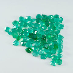 Riyogems 1 pièce d'onyx vert véritable à facettes 5x5mm en forme de cœur, pierre précieuse en vrac de qualité attrayante