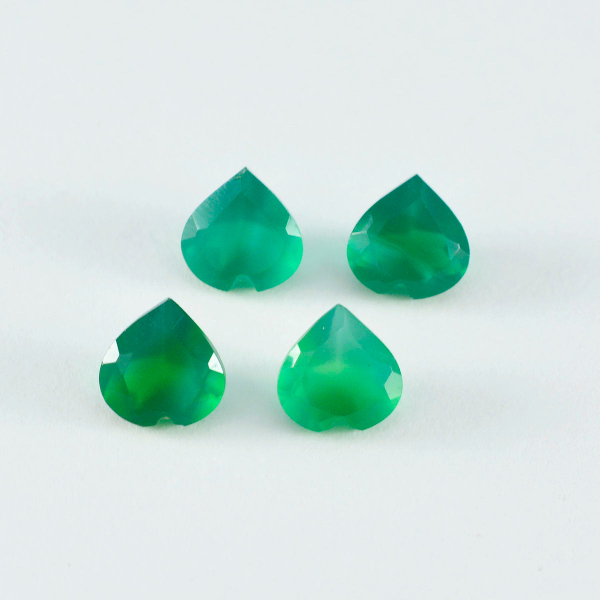 riyogems 1pc ナチュラル グリーン オニキス ファセット 6x6 mm ハート型のかなり品質の宝石