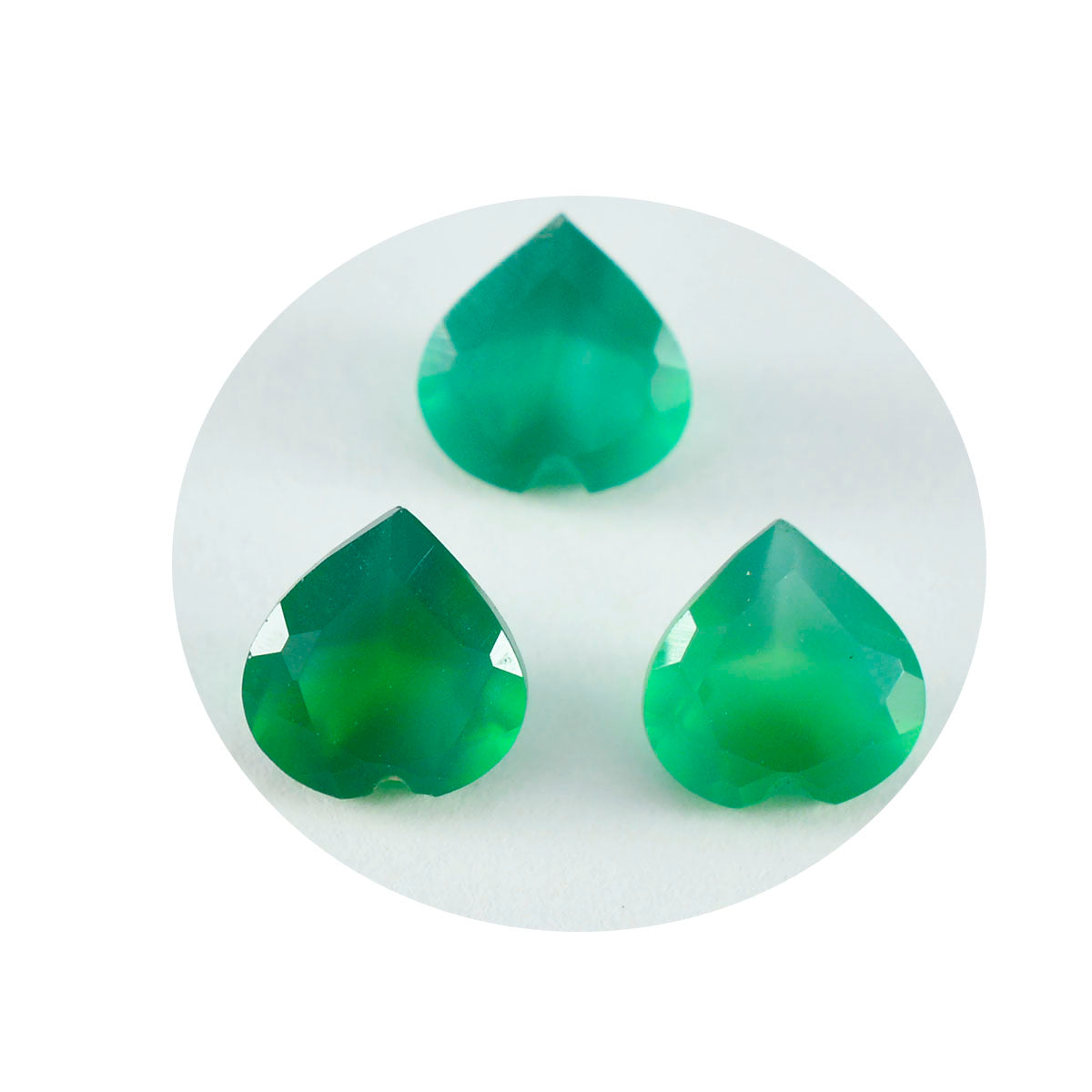 riyogems 1pc リアル グリーン オニキス ファセット 7x7 mm ハート形のハンサムな品質の宝石