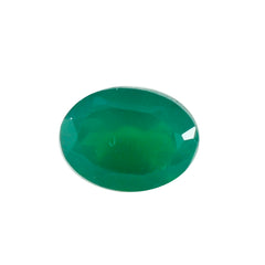 Riyogems 1 Stück echter grüner Onyx, facettiert, 10 x 12 mm, ovale Form, Edelstein von erstaunlicher Qualität