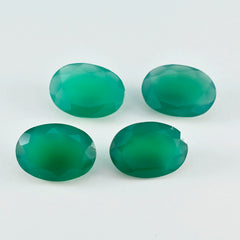 Riyogems 1 Stück echter grüner Onyx, facettiert, 10 x 12 mm, ovale Form, Edelstein von erstaunlicher Qualität