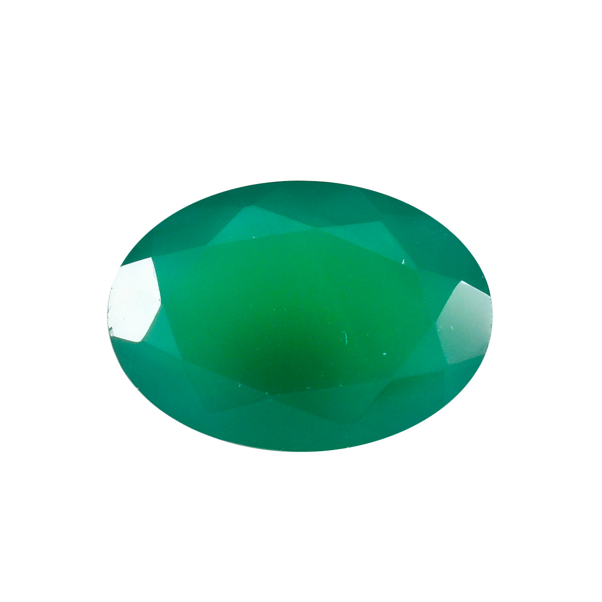 Riyogems 1PC Natural Green Onyx Faceted 10x14 mm Oval Shape wonderful Quality Loose Gem