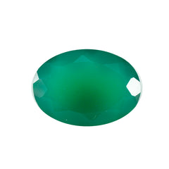 Riyogems 1 pièce d'onyx vert véritable à facettes 12x16mm de forme ovale, pierres précieuses en vrac de qualité douce
