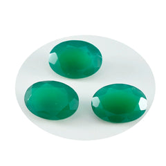 Riyogems 1 Stück echter grüner Onyx, facettiert, 9 x 11 mm, ovale Form, fantastischer Qualitätsstein
