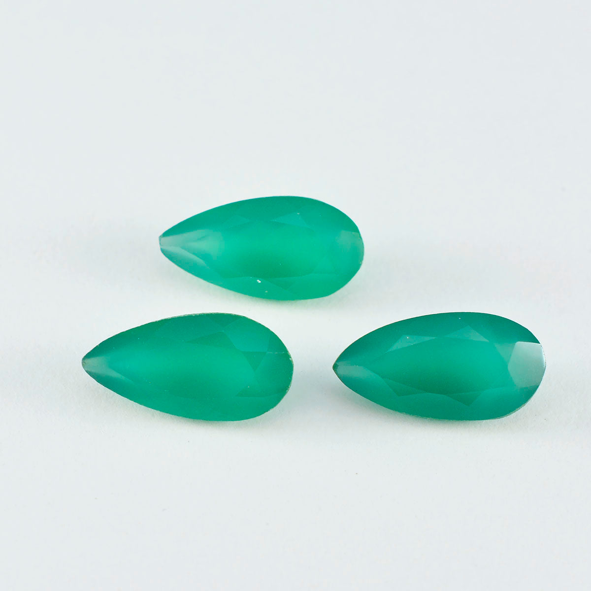 riyogems 1pc 本物のグリーン オニキス ファセット 10x14 mm ペアシェイプ AA 高品質ルース宝石