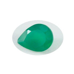riyogems 1pc ナチュラル グリーン オニキス ファセット 12x16 mm ペアシェイプ AAAA 高品質ルース宝石