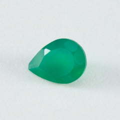 Riyogems 1PC Natural Green Onyx Faceted 12x16 mm Pear Shape AAA Quality Loose Gems