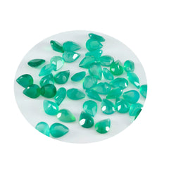 Riyogems 1PC Genuine Green Onyx Faceted 3x5 mm Pear Shape superb Quality Loose Stone