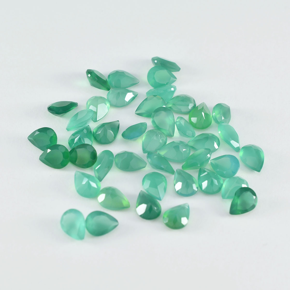 riyogems 1 st äkta grön onyx fasetterad 3x5 mm päronform lös sten av högsta kvalitet