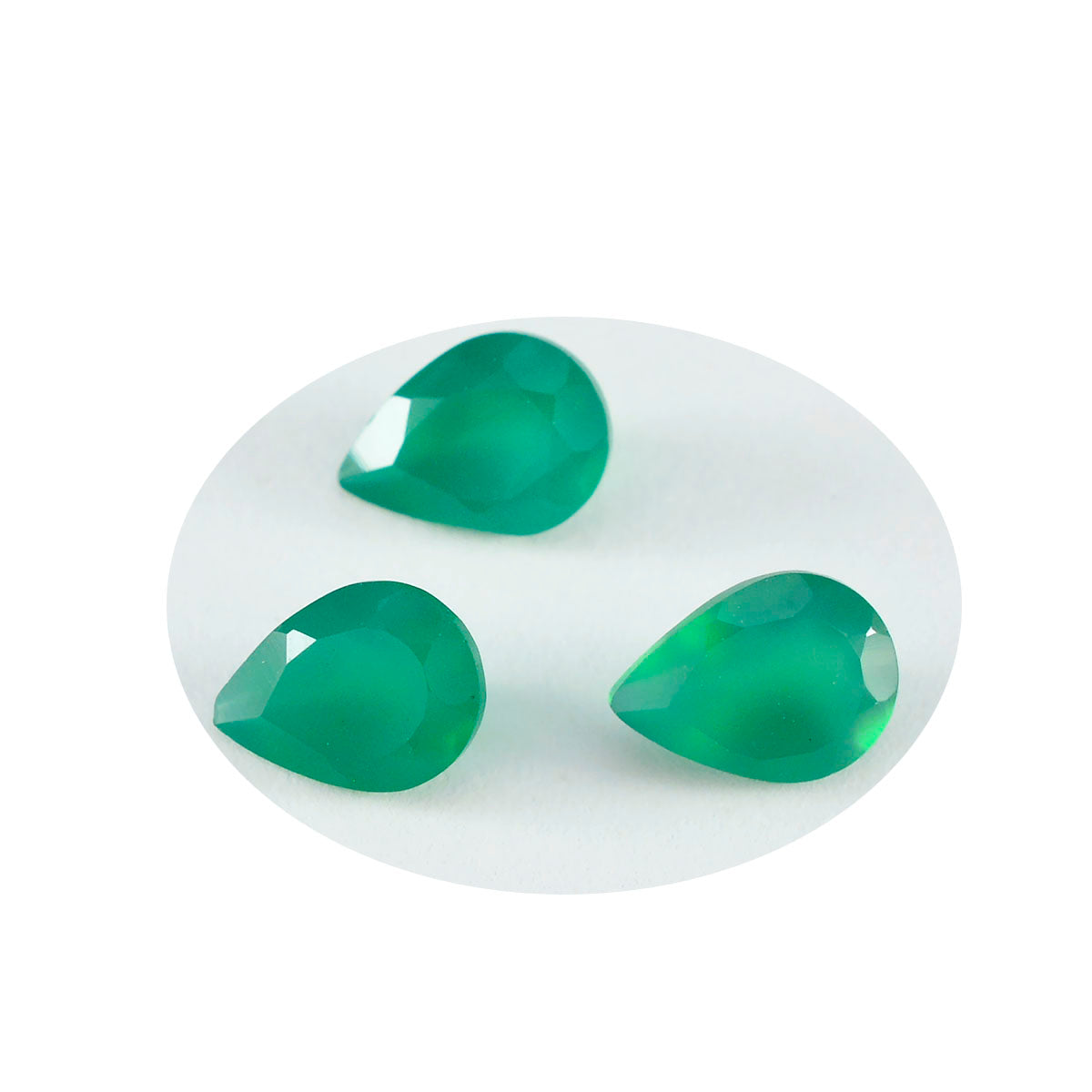 Riyogems 1 Stück echter grüner Onyx, facettiert, 6 x 9 mm, Birnenform, Edelsteine von erstaunlicher Qualität