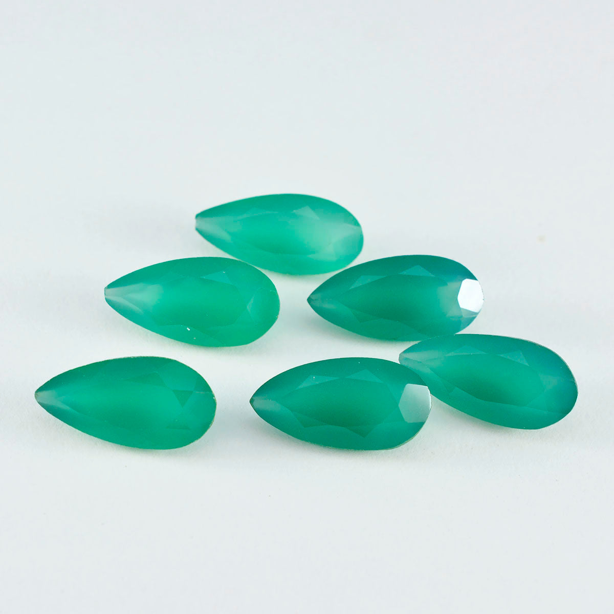 Riyogems 1 pieza de ónix verde real facetado, 7x10 mm, forma de pera, una piedra preciosa de calidad