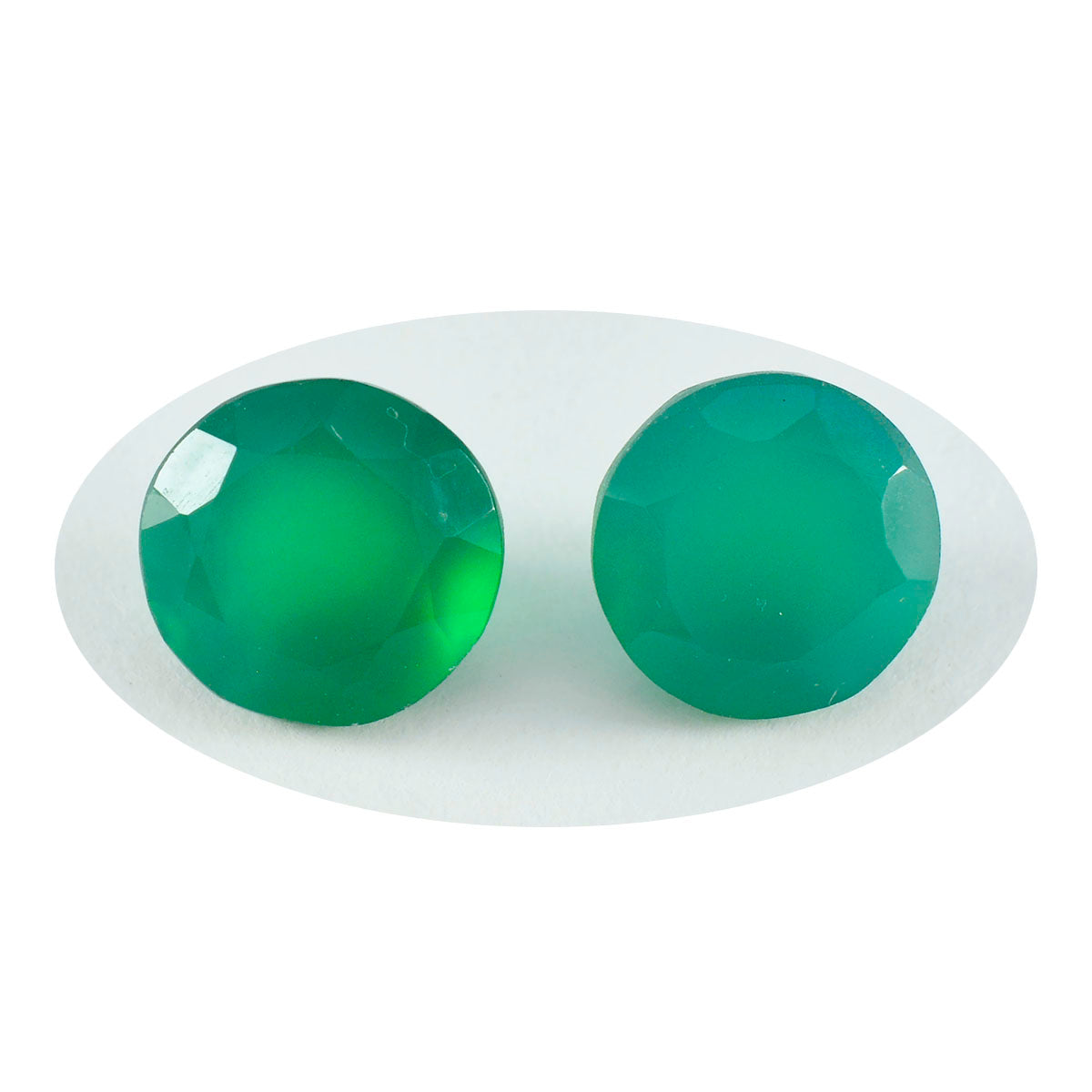 riyogems 1 st äkta grön onyx fasetterad 10x10 mm rund form ganska kvalitet lösa ädelstenar