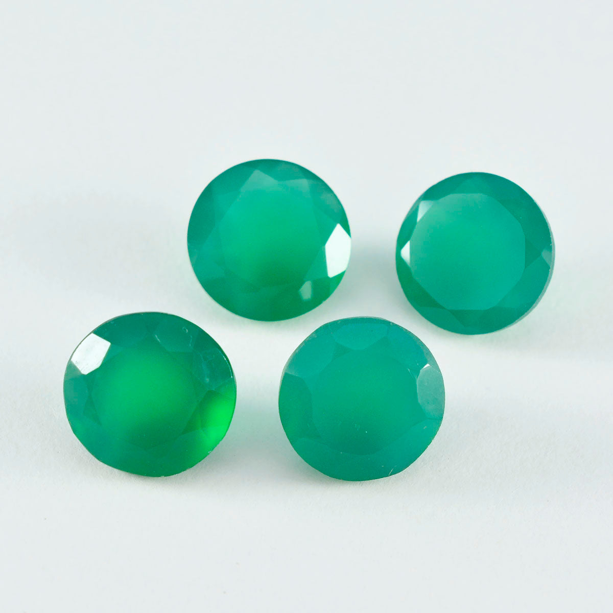 riyogems 1pc 本物のグリーン オニキス ファセット 10x10 mm ラウンド形状のかなり品質のルース宝石