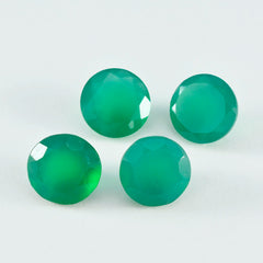 Riyogems 1 pièce d'onyx vert véritable à facettes 10x10mm, forme ronde, jolies pierres précieuses en vrac de qualité