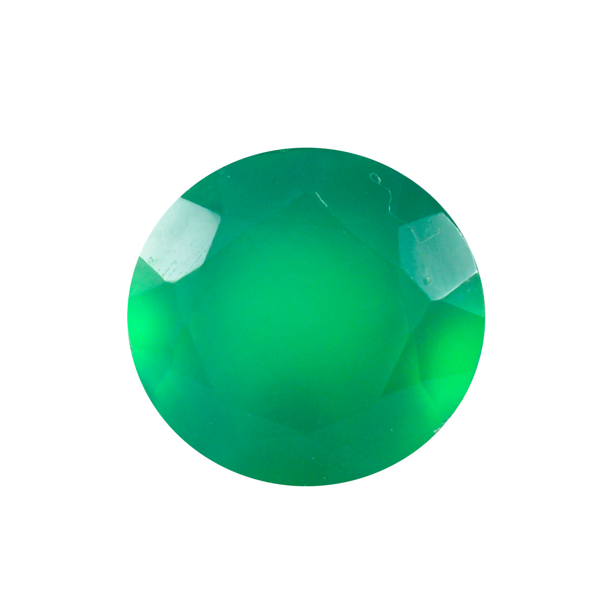 Riyogems 1 Stück natürlicher grüner Onyx, facettiert, 11 x 11 mm, runde Form, hübscher, hochwertiger loser Stein