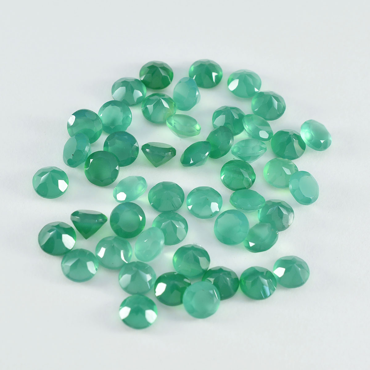 Riyogems 1pc véritable onyx vert facetté 3x3mm forme ronde a + qualité pierre en vrac