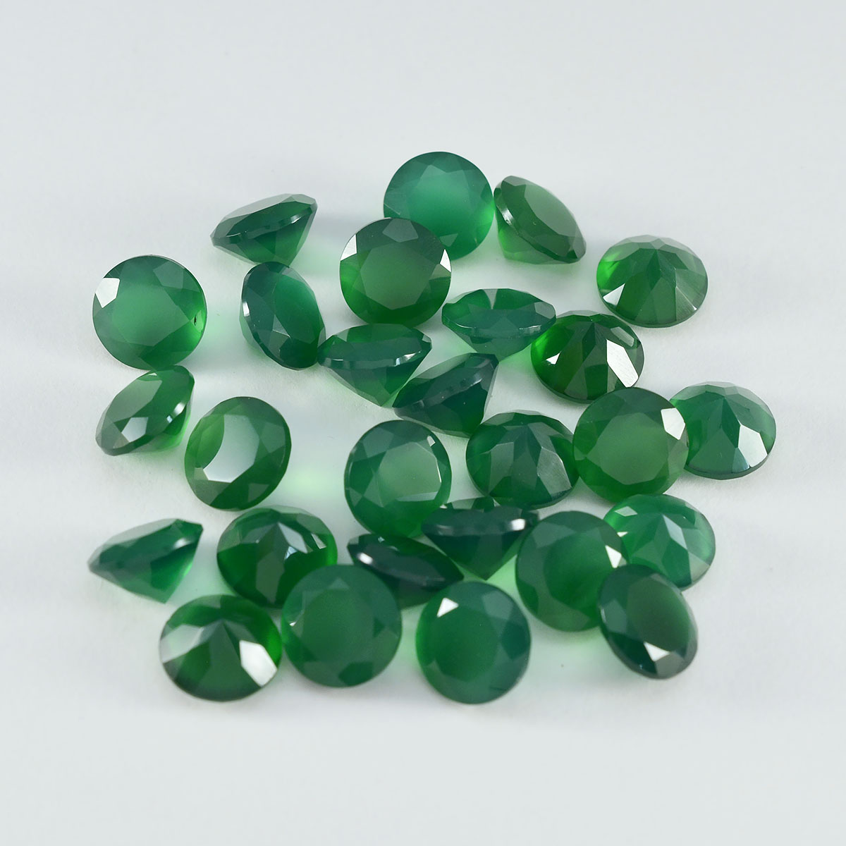 riyogems 1 st äkta grön onyx fasetterad 4x4 mm rund form a+1 kvalitets lös ädelsten