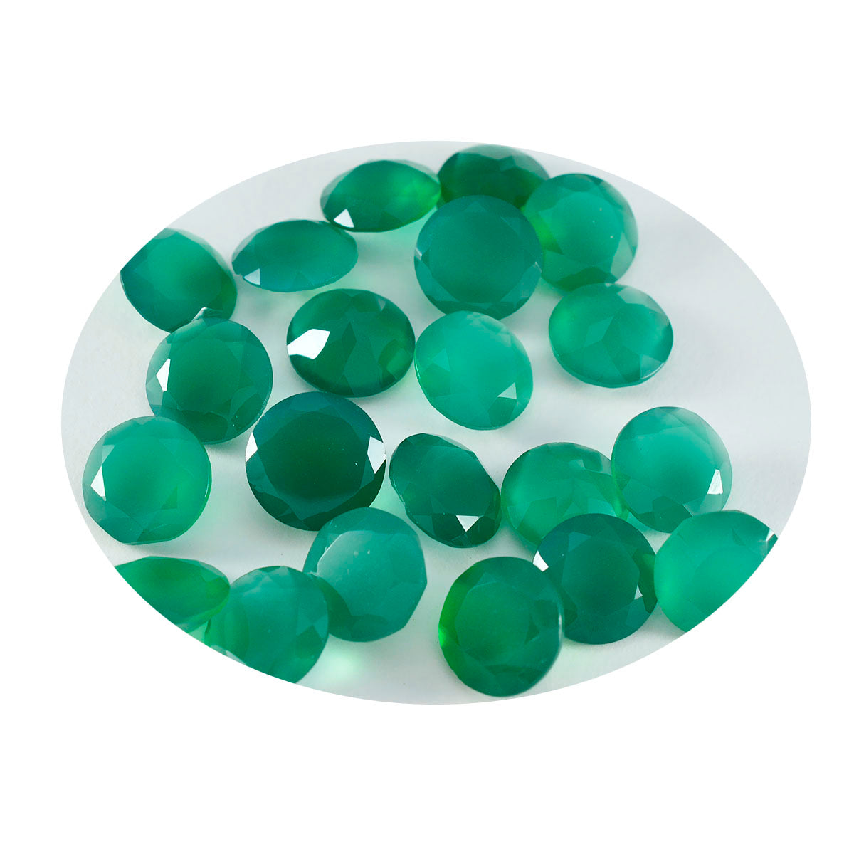 Riyogems, 1 pieza, ónix verde auténtico facetado, 6x6mm, forma redonda, gemas de buena calidad