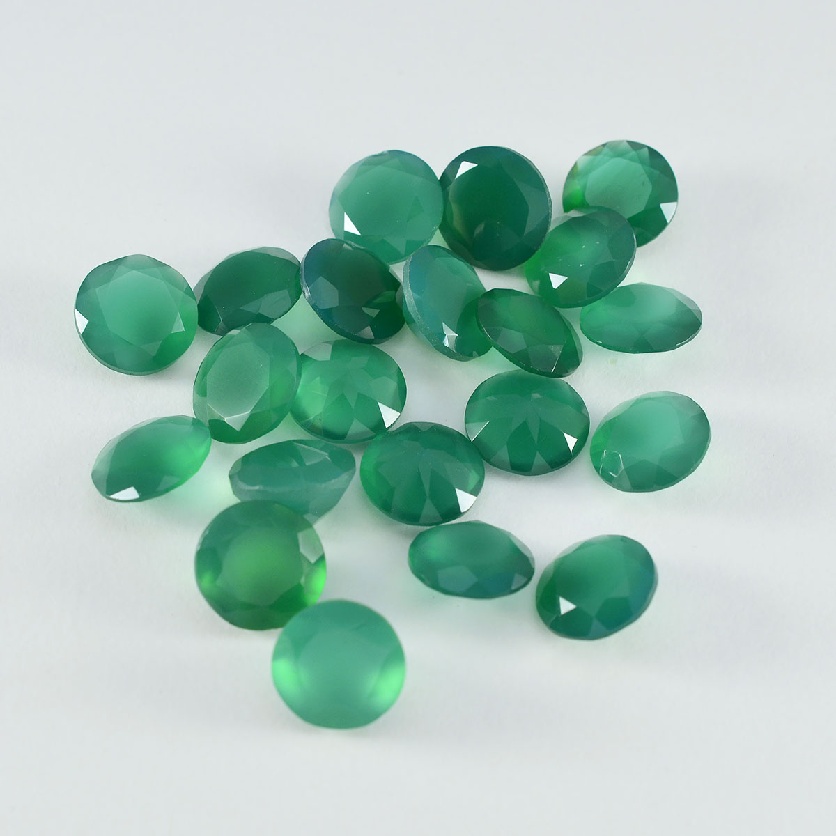 riyogems 1pc ナチュラル グリーン オニキス ファセット 5x5 mm ラウンド形状 a1 品質の宝石