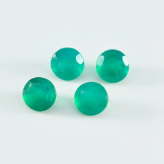 Riyogems 1 Stück echter grüner Onyx, facettiert, 6 x 6 mm, runde Form, hochwertige Edelsteine