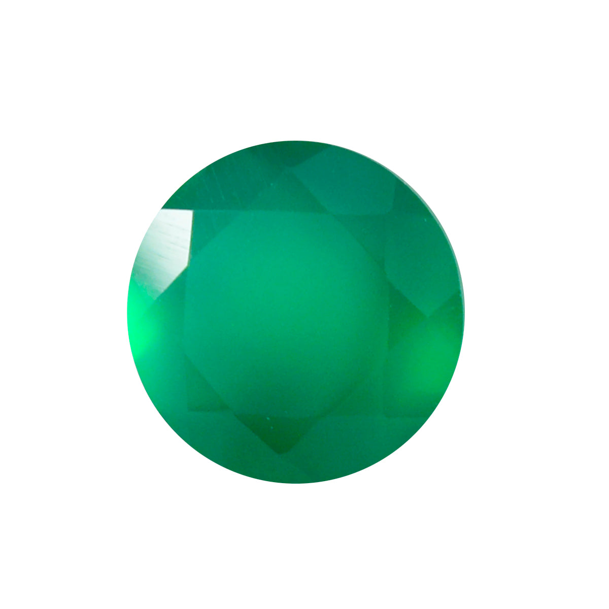 Riyogems 1PC natuurlijke groene onyx gefacetteerd 8x8 mm ronde vorm mooie kwaliteitsedelsteen