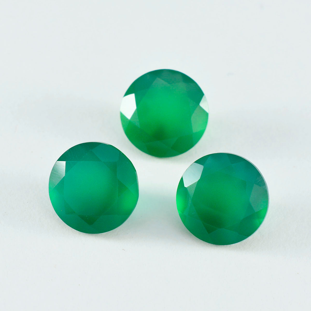 Riyogems 1 Stück natürlicher grüner Onyx, facettiert, 8 x 8 mm, runde Form, wunderschöner Qualitätsedelstein