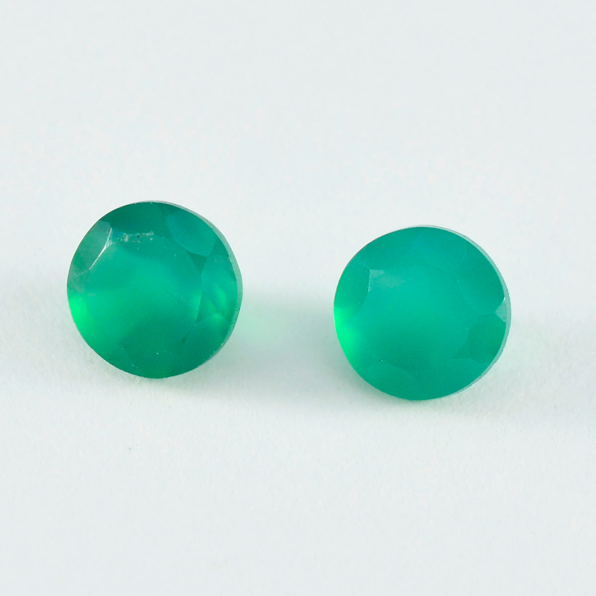 riyogems 1pc リアル グリーン オニキス ファセット 9x9 mm ラウンド形状の魅力的な品質のルース宝石