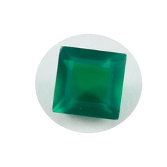 Riyogems 1 Stück natürlicher grüner Onyx, facettiert, 10 x 10 mm, quadratische Form, schöne Qualität, lose Edelsteine