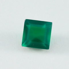 riyogems 1pc ナチュラル グリーン オニキス ファセット 10x10 mm 正方形の形状の素敵な品質のルース宝石