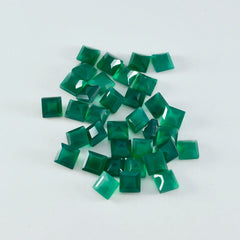 riyogems 1pc リアル グリーン オニキス ファセット 5x5 mm 正方形の形状の見栄えの良い品質のルース宝石