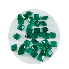 Riyogems 1 Stück echter grüner Onyx, facettiert, 6 x 6 mm, quadratische Form, schön aussehender Qualitäts-Edelstein
