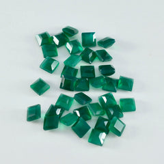 Riyogems 1 pièce d'onyx vert véritable à facettes 6x6mm, forme carrée, belle pierre précieuse de qualité