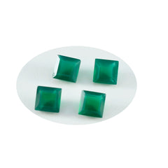Riyogems 1PC Natural Green Onyx Faceted 7x7 mm Square Shape excellent Quality Gems