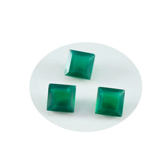 Riyogems 1 Stück echter grüner Onyx, facettiert, 8 x 8 mm, quadratische Form, hübscher Qualitätsstein