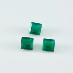 Riyogems 1PC Real Green Onyx Faceted 8x8 mm Square Shape pretty Quality Stone
