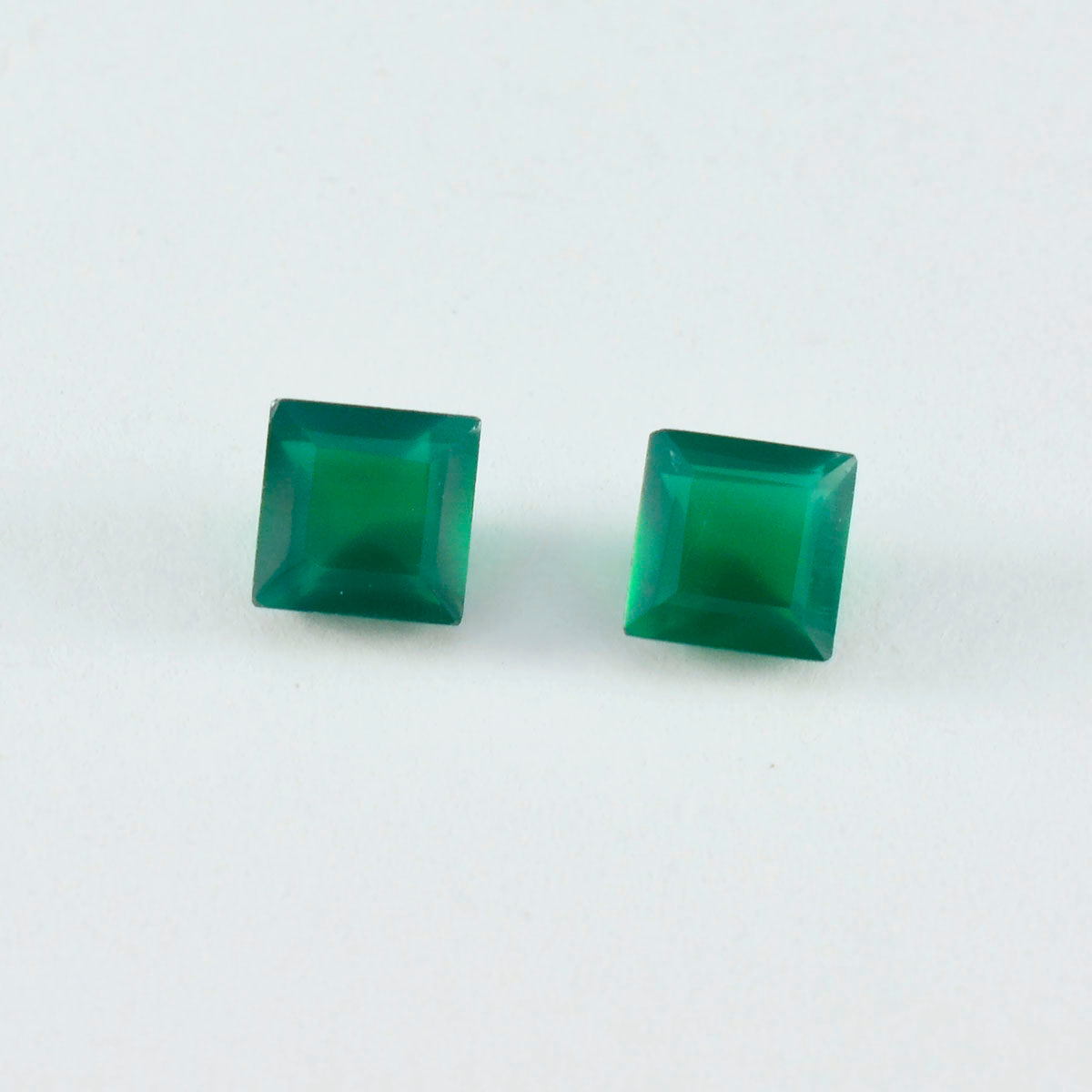 riyogems 1pc 本物のグリーン オニキス ファセット 9x9 mm 正方形の形状の驚くべき品質の宝石