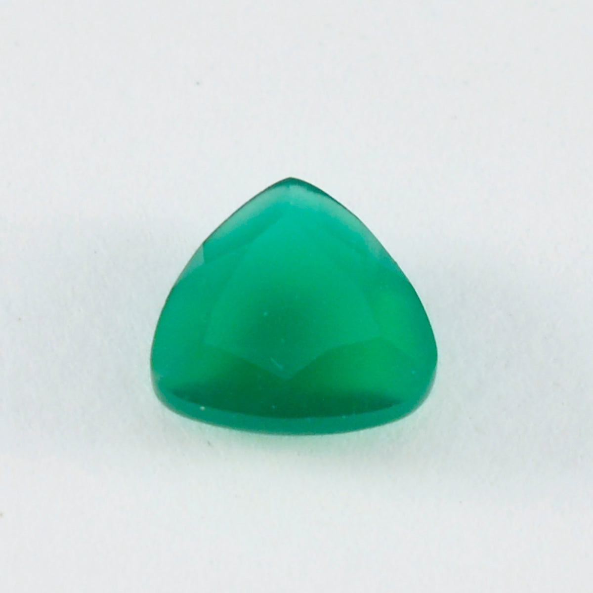 Riyogems 1PC Real Green Onyx Faceted 13x13 mm Trillion Shape amazing Quality Loose Stone