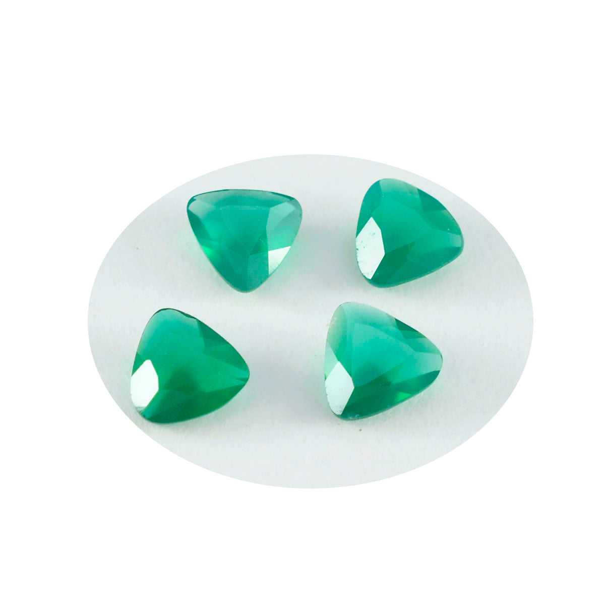 Riyogems 1PC Genuine Green Onyx Faceted 8x8 mm Trillion Shape wonderful Quality Gems
