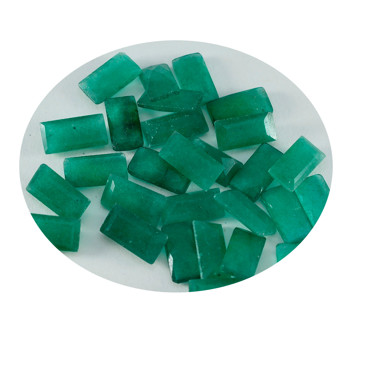 Riyogems 1 Stück echter grüner Jaspis, facettiert, 3 x 6 mm, Baguette-Form, süßer, hochwertiger, loser Edelstein
